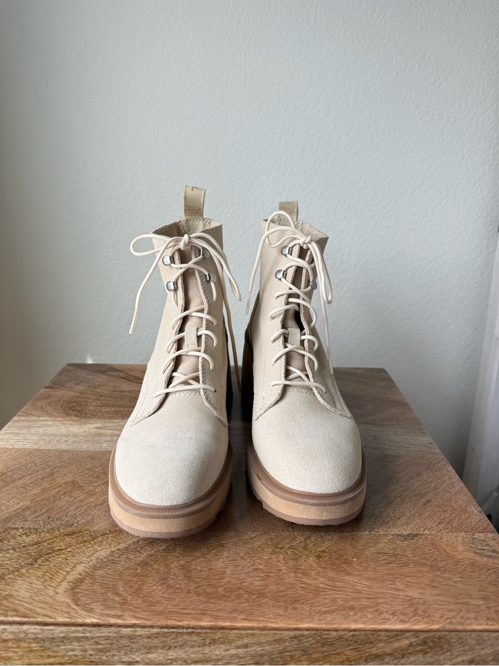 Sorel Women's Lace-Up Platform Ankle Boots in Light Sand